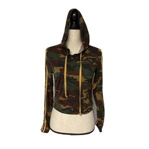 West Coast Love Womens Cropped Hoodie Long Sleeve Shirt Camo M NWT
